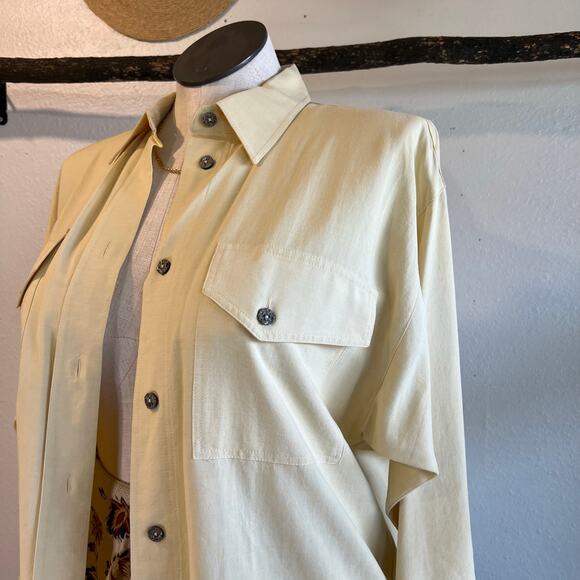 Le Truc Germany Made Pale Yellow Oversized Button Down Shirt Size Large - Picture 8 of 11